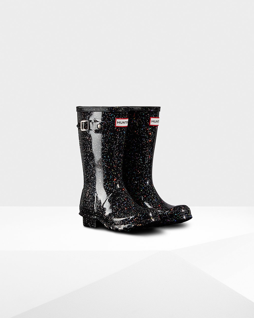 Kids Rain Boots - Hunter Original Big Giant Glitter (45ZCEQOXD) - Black